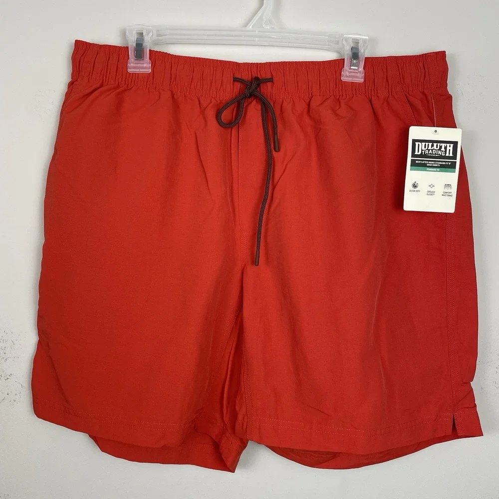 NEW Duluth Trading After Hours Grab Shorts Mens Large 8" In Red Standard Fit - Picture 2 of 10